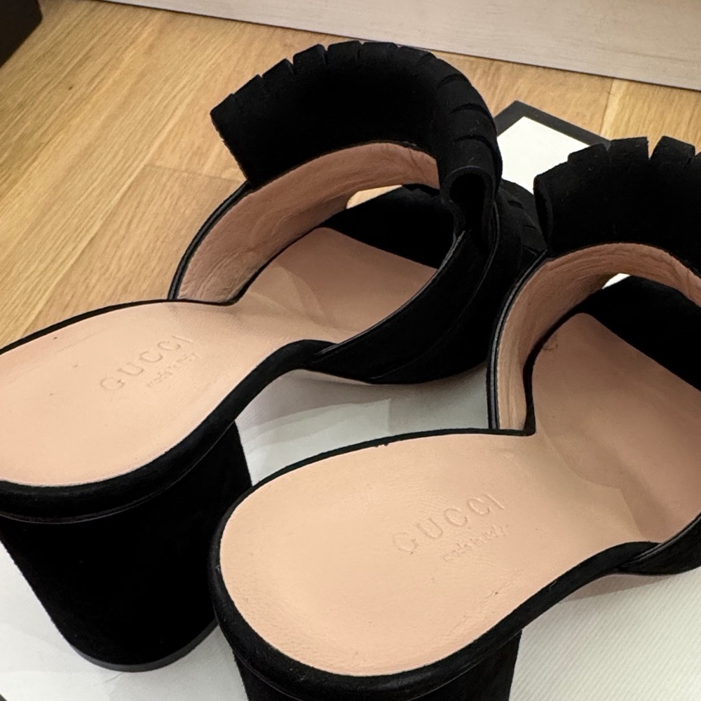 Gucci Marmont 75mm Mule Sandals – Black Suede – Size 37.5 - Picture 11 of 15